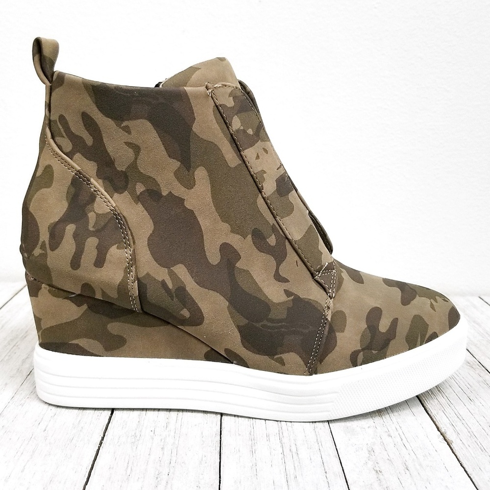 Camouflage Wedge High Top Platform Sneakers 5.5 - Picture 4 of 4